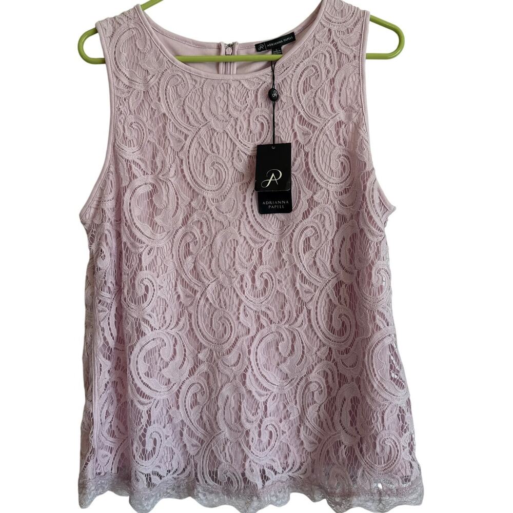 Adrianna Papell Light Purple Lilac Lace Sleeveless Top L NWT Elegant